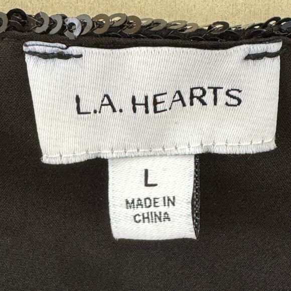 LA Hearts Sequin Sparkle Cropped Cami Top Size L NEW Black Adjustable Straps - Picture 7 of 11